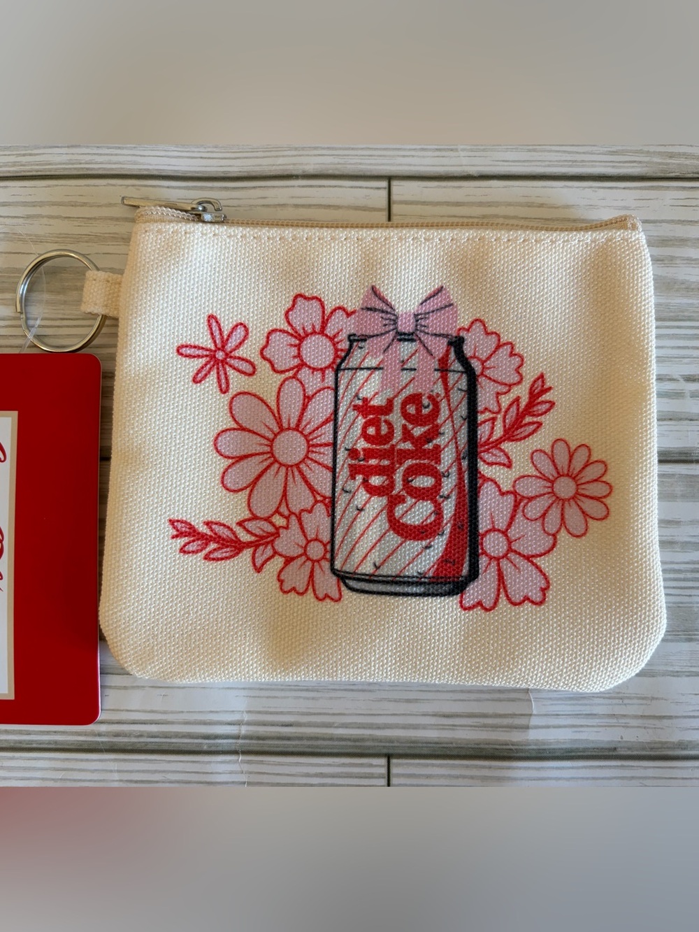 Coca-Cola-Diet Coke Floral Keyring Coin Pouch - Picture 3 of 3